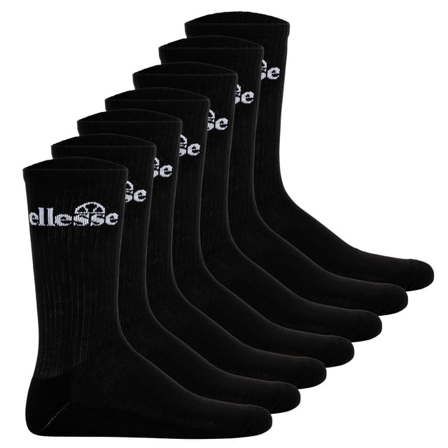 ellesse Unisex Calcetines deportivos, 7 pares - Trego Sport Sock, Calcetines de Tripulación, Tenis, Puño Acanalado, Logotipo Negro 40-42