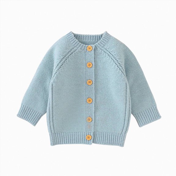 Splozh Infant Baby Girl Cardigan Button Down Knit Fall Sweatshirt Toddler Lightweight Sweater Cardigan for Baby Girl Baby Sweater Girl,Sky Blue,3-6 Months