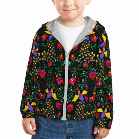 

Lukts Mexican Flower 2 Print Children s Long-Sleeved Sun Protection Clothing Hooded Sweatshirts for Boys and Girls Outdoor Sports-4 Years