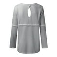 thumbnail image 3 of Gibobby suéteres de invierno de punto Camisas casuales de manga larga para mujer, cuello Rojoondo, camiseta holgada, camisetas de punto caladas (Gris, L), 3 of 5