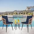 thumbnail image 2 of Sumdeal  3-Piece Patio Bistro Set with Cushions and Lumbar Pillows, All Weather PE Rattan Furniture for Garden, Backyard, Balcony or Poolside (Dark Blue), 2 of 6