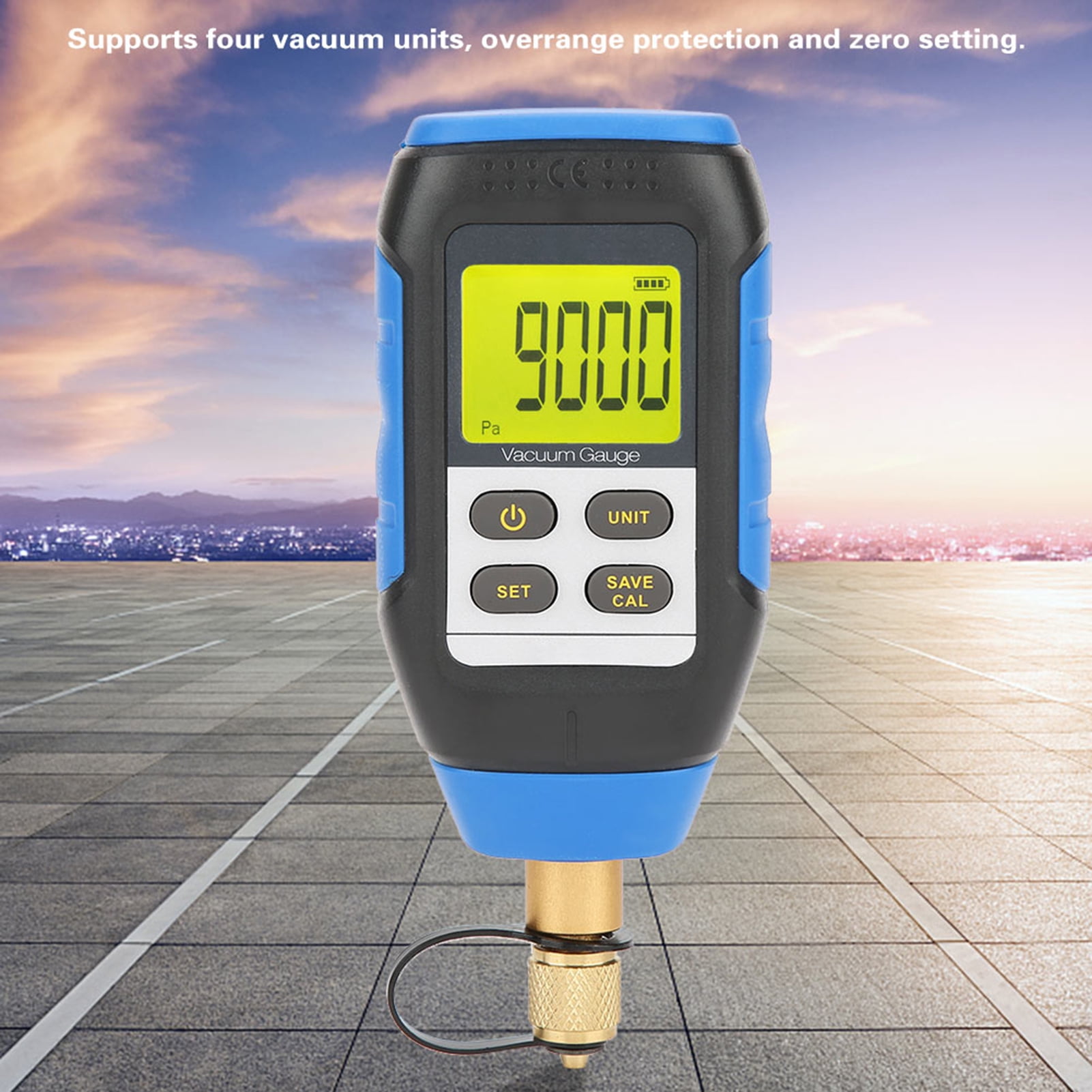 Digital Vacuum Gauge, HVAC  Gauge Vacuum Tester, 0 To 30000 Microns Range, 2 To 100Pa, 4 Units, 7/16-20UNF Interface