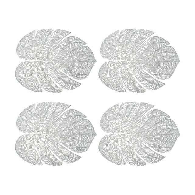 Cateissary 4 pack/lote tapetes de comedor de gran flexibilidad para hoteles y oficinas decoraciones de hojas traseras de tortuga huecas Mostrada Plata