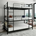 thumbnail image 3 of Newest Triple Bunk Bed Black,Metal Frame with Built in Ladder & Guardrails, Space Saving for Bedroom & Dorm, 3 of 13