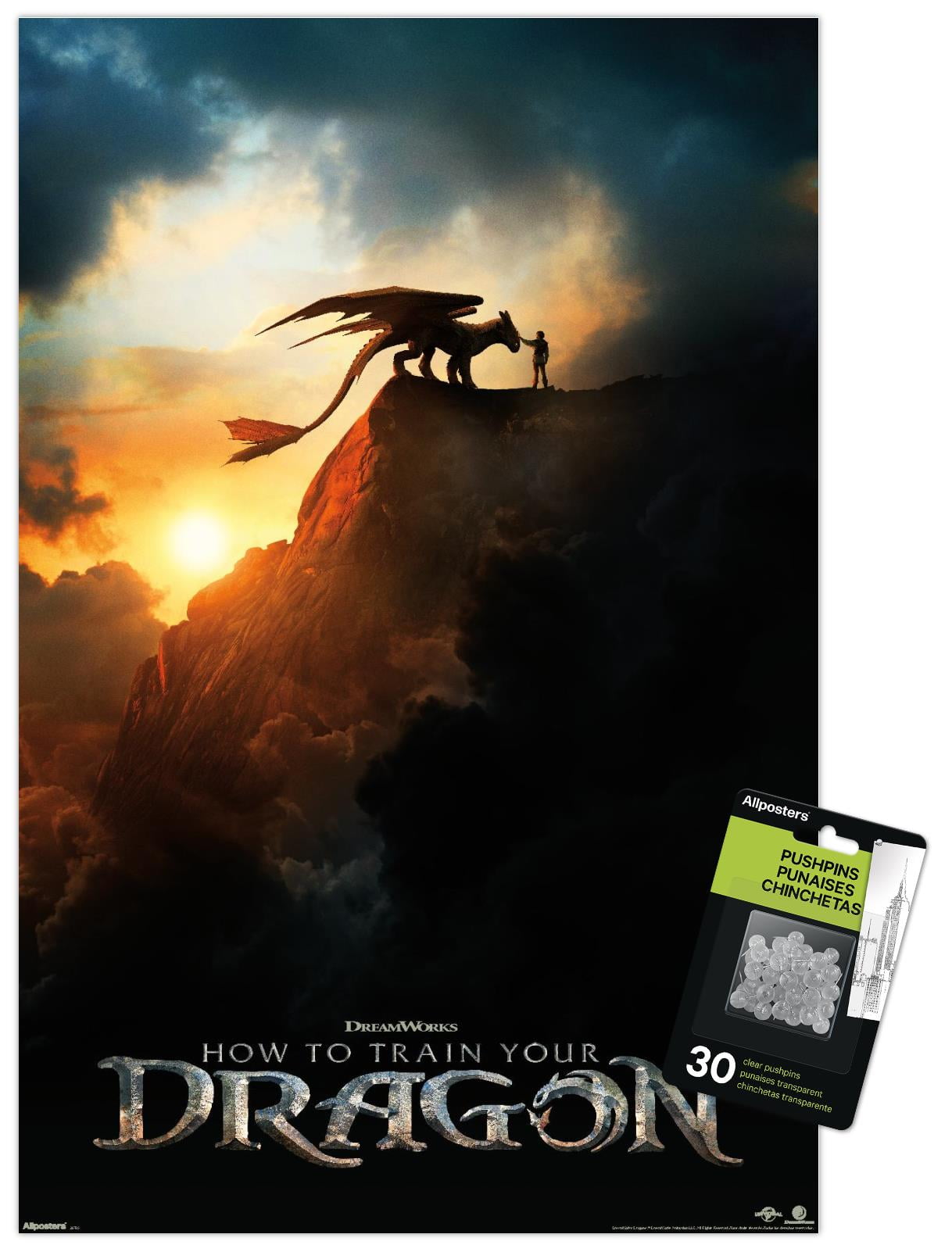 How To Train Your Dragon (2025) - Teaser One Sheet Wall Poster with Push Pins, 14.725" x 22.375"