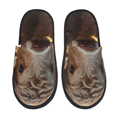 Balery Sunset Sunflower Small Cow Slient Indoor Furry Fleece Comfort House Shoes Soft Non-Slip Home Shoes Cotton slippers House Slippers-- Large
