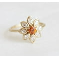 thumbnail image 2 of Flower Engagement Ring Orange Sapphire & Cubic Zircon 925 Sterling Silver Yellow Gold Plated Gift For Love, 2 of 5