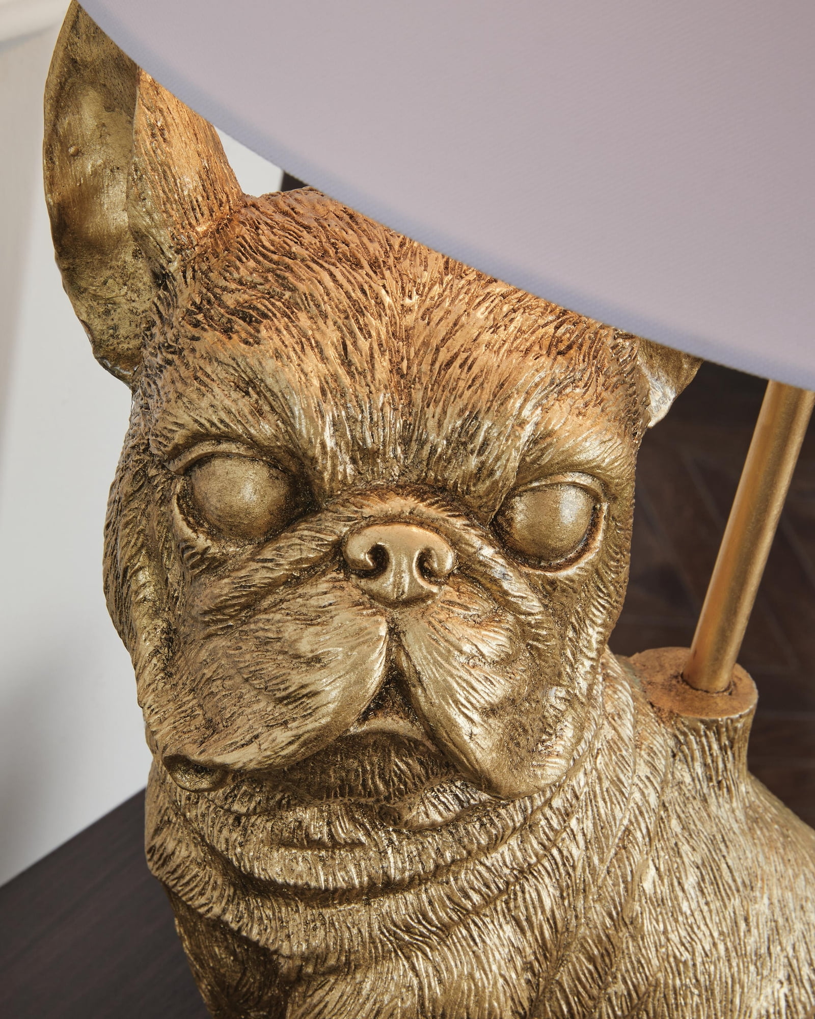 Signature Design by Ashley Wadeland Table Lamp, Gold Finish, 26" Tall, French Bulldog Base