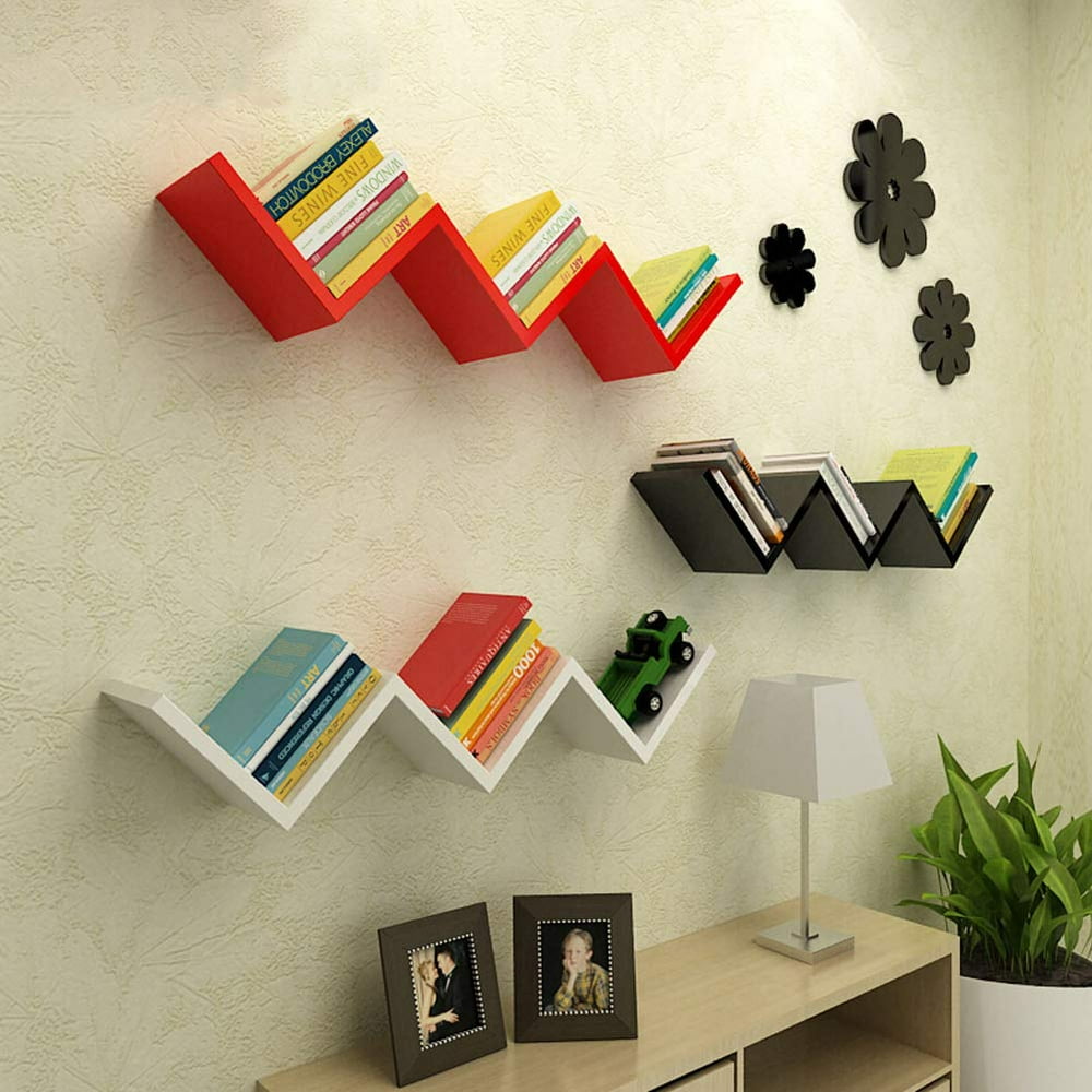 LHCER Wall Book Shelf, Fashionable Creative Floating Wall Shelf Rack