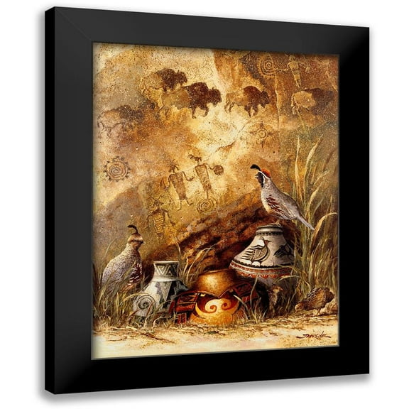 Lee, James 12x14 Black Modern Framed Museum Art Print Titled - Pots and Quails