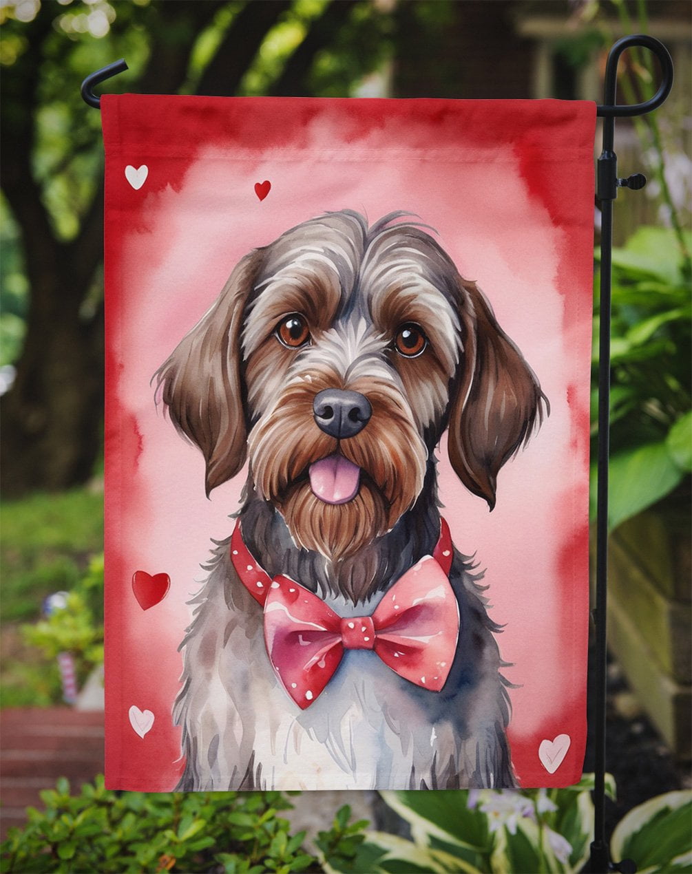 Wirehaired Pointing Griffon My Valentine Garden Flag 11.25 in x 15.5 in