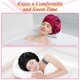 thumbnail image 3 of Paquete de 2 gorros para dormir de satén, gorro para dormir de noche, gorro ajustable para dormir, gorro suave de seda con banda elástica para mujeres y niñas (negro, rojo), 3 of 4