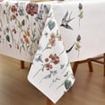 thumbnail image 2 of Vinyl Tablecloths for Rectangle Tables Reusable PVC Waterproof Plastic Table Cloth Oilcloth Long Tablecloth for Baby ShowerSpillproof Wipeable Table Cover 60 x 102 Beige Floral Bird, 2 of 6