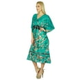 thumbnail image 5 of Bimba Women Mid Calf Cotton Kaftan Summer Wear Beach Coverup Green Caftan, 5 of 8