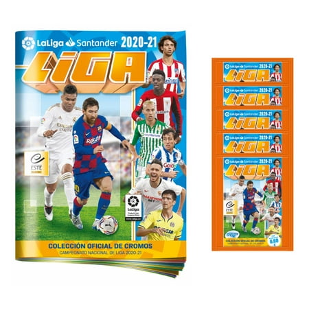 2020-21 Panini La Liga Stickers - Starter Pack (Album & 4 Packs) (Total of 30 Stickers)