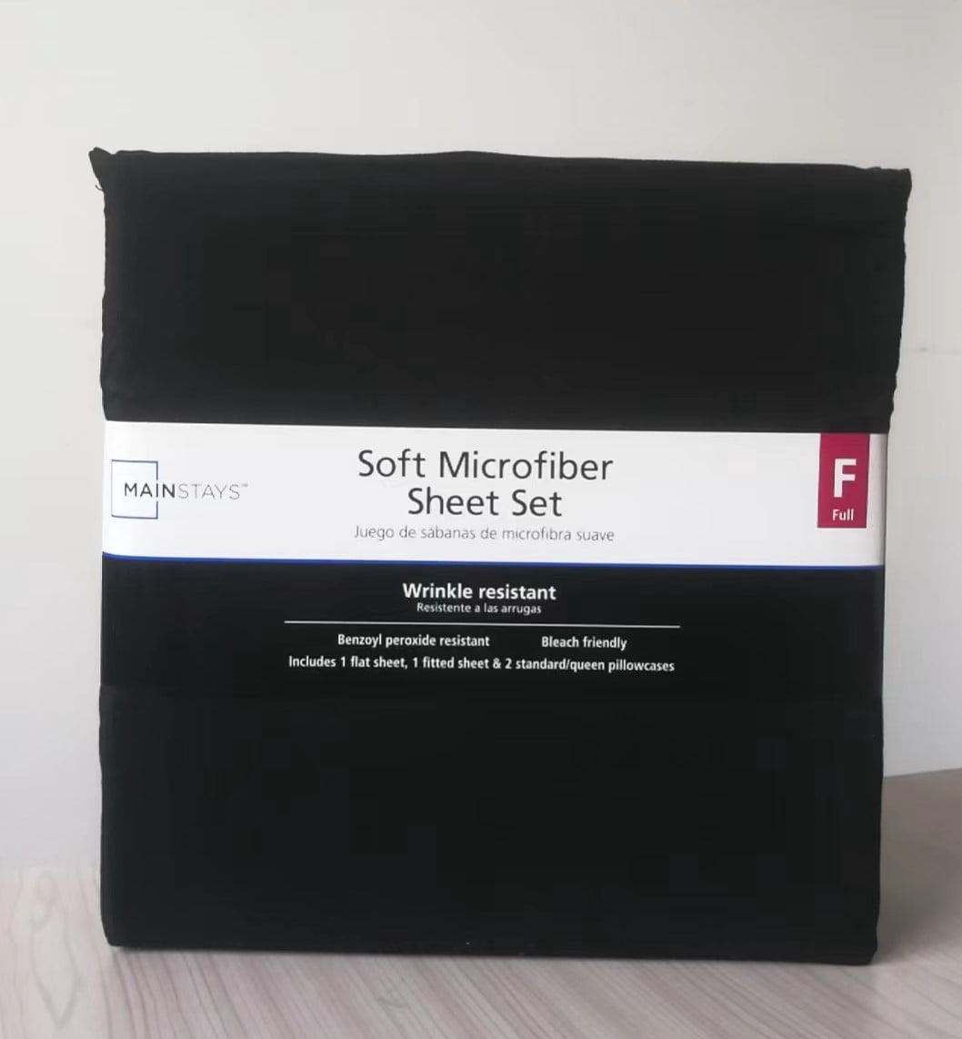 Mainstays Ultra Soft High Quality Microfiber Bed Sheet Set, Queen, Silver Stripe, 4pc