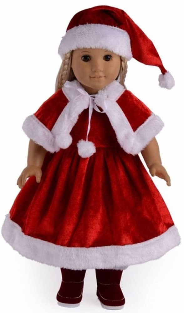 Christmas Dress Hat Shawl Clothes  for 18 Inch Doll Kids Toys barbie 
