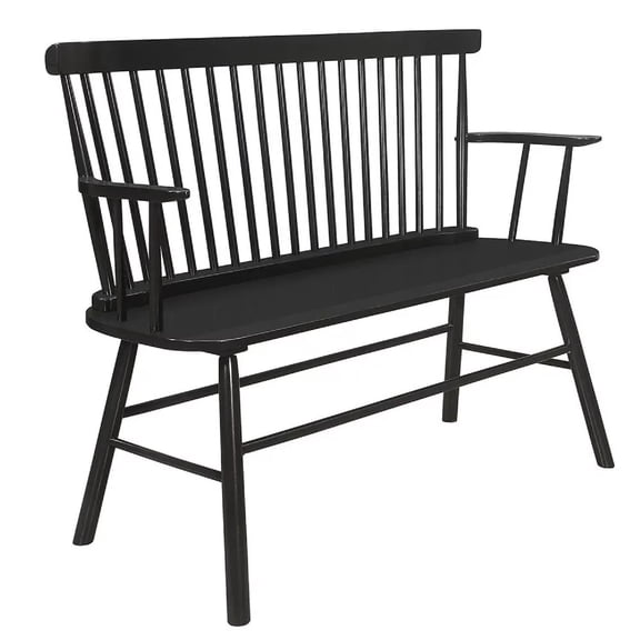 CARTESIAN Solid Wood Spindle Back Farmhouse Entryway Bench, 48x19x36 Inches (Black)