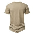 thumbnail image 4 of Lovskoo Mens Casual Henley Shirts V Neck Short Sleeve Trendy Casual Solid Color Slim T Shirt Tops Blouse Vacation Beach Summer Tops Khaki, 4 of 9