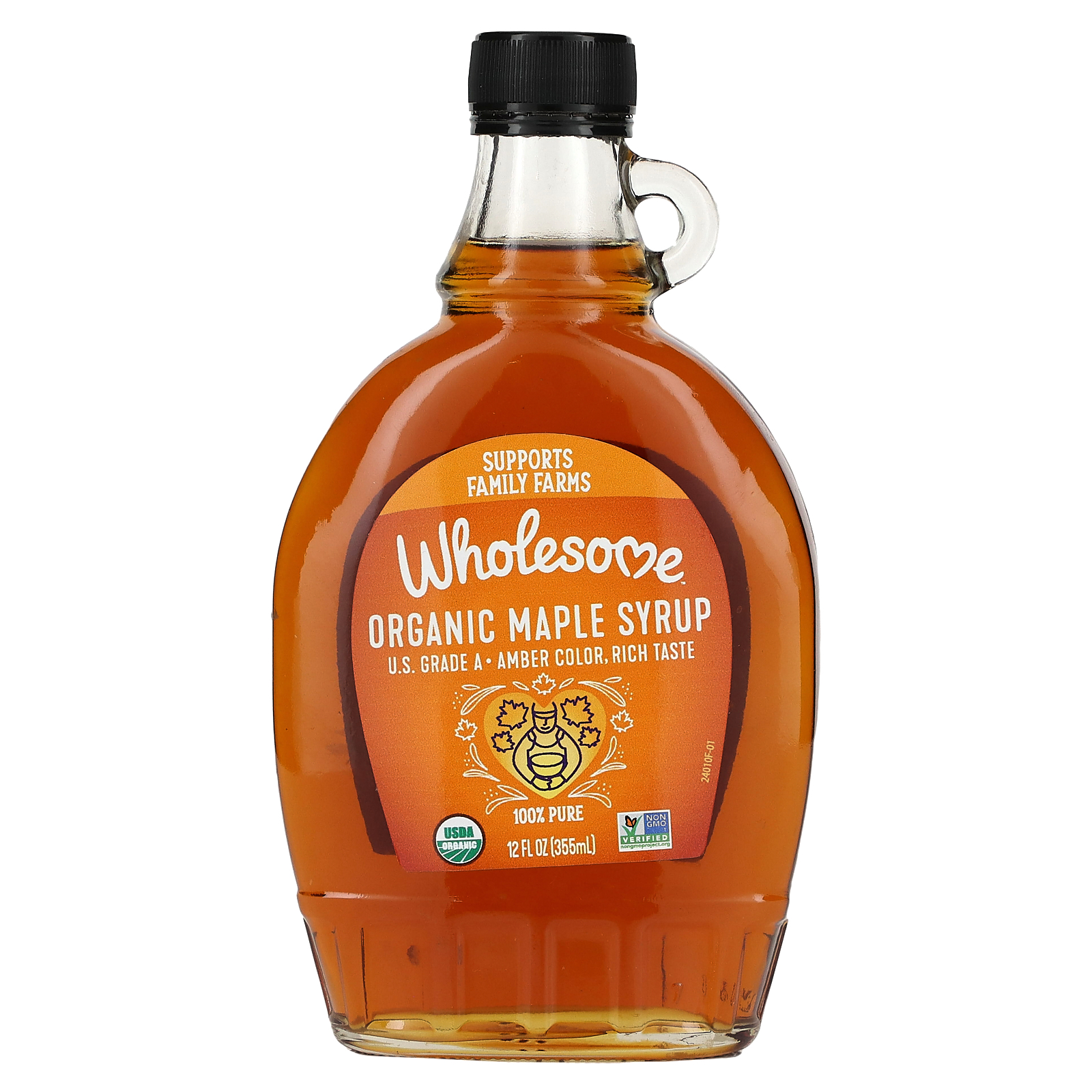 Organic Maple Syrup, Amber, 12 fl oz (355 ml ), Wholesome Sweeteners