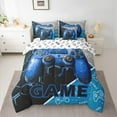 thumbnail image 2 of Feelyou Video Gamer Boy Twin Bedding Sets 7-Piece, Blue Gamepad Modern Gaming Bedding Comforter Set, Honeycomb Abstract Reversible Sheet Sets, Lightweight Room Decor, 2 of 7