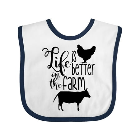 

Inktastic Life is Better on the Farm Chicken and Cow Gift Baby Boy or Baby Girl Bib