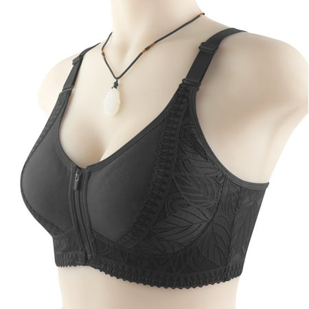 

CAICJ98 Lingerie for Women Women Lace Front Zipper Underwear without Rims Vest Lace Plus Size Bra Woman s Bras (Black 42)