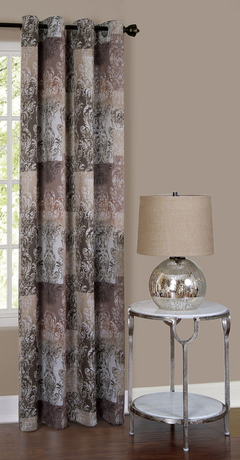 Traditional Elegance Rena Grommet Window Curtain Panel 50x63 Brown