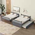 thumbnail image 7 of Full Over Full Bunk Bed with Trundle, Wood Bed Frame and Ladder with Guard Rails for Kids, Toddlers, Teens, Boys and Girls, Gray, 7 of 7