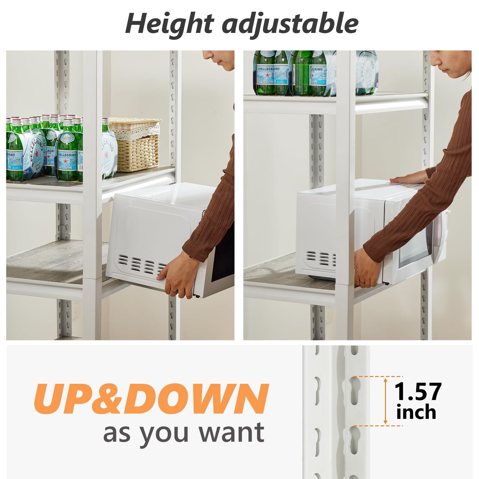 3000Lbs Storage Shelves Heavy Duty Shelving Unit for Home 5 Tier Shelves for Garage Storage Adjustable Metal Storage Rack Utility Shelf for Warehouse Pantry Kitchen, Freestanding White