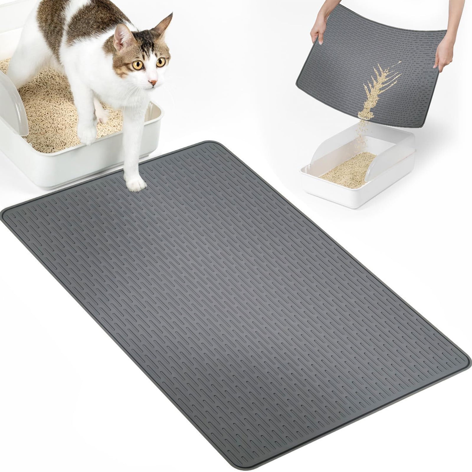 Silicone Cat Litter Mat for Litter Box 28" X 20" - Easy to Clean Cat Litter Trapping Mat, Waterproof, Non-slip, Heavy-Duty