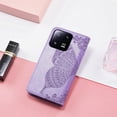 thumbnail image 4 of for Xiaomi 13 Pro (Not 13) Wallet Case for Women Girls, Shiny Butterfly Flower PU Leather Cover with Card Slot Holder Flip Phone Case for Xiaomi 13 Pro Rhinestone Purple, 4 of 9