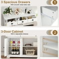 thumbnail image 6 of Gymax Modern Buffet Sideboard 53.5'' Storage Cabinet w/ 3 Drawers 3 Doors White, 6 of 10