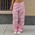thumbnail image 2 of Pantalones De Chándal De Cintura Baja Con Cordón Para Mujer Pantalones De Chándal De Piernas Anchas Suaves Y Transpirables De Moda Sueltos Rosa S, 2 of 6