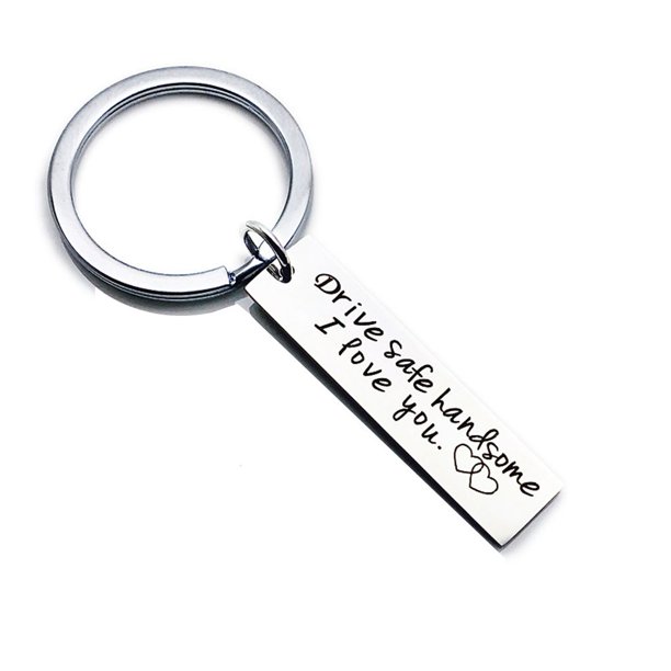 Sonducket Llavero personalizado con letras grabadas para conducir seguro, llavero de coche de acero inoxidable, llavero de regalo para marido y novio Ropa, zapatos y accesorios Miscelánea No.09 Sonducket JJ20577-09