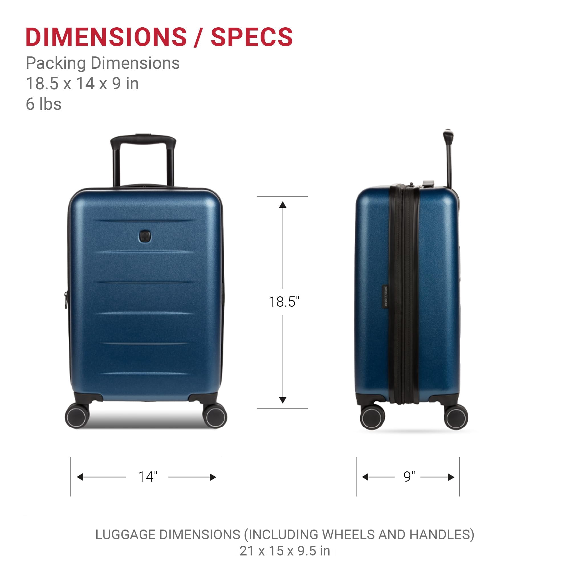 SWISSGEAR 8020 ECLIPSE HARDSIDE EXPANDABLE LUGGAGE CARRY-ON 18-INCH - NAVY