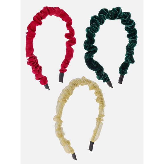 Holiday Time Holiday Women's Metallic Scru Headband Set
