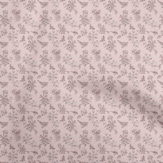 oneOone Rayon Light Pink Fabric Bird & Fabric For Sewing Printed Craft Fabric By The Yard 56 Inch Wide