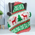 thumbnail image 4 of Christmas Soft Flannel Fleece Throw Blanket, Knit Style Graphic Reindeer Star and Snowflake Holiday Family Theme, Cozy Plush for Indoor and Outdoor Use, 50" x 70", Red Green White, by Ambesonne, 4 of 5