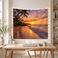 thumbnail image 5 of Tropical Beach Sunset Scene with Palm Trees Serene Coastal for Beach Lovers Ocean View Art Decor Housewarming Gift Tapestry Wall Hanging for Bedroom and Living Room, 5 of 7