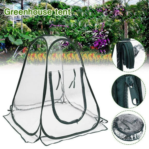 SPRING PARK Mini Portable Plastic Greenhouse Clear Cover Flowers Bonsai
