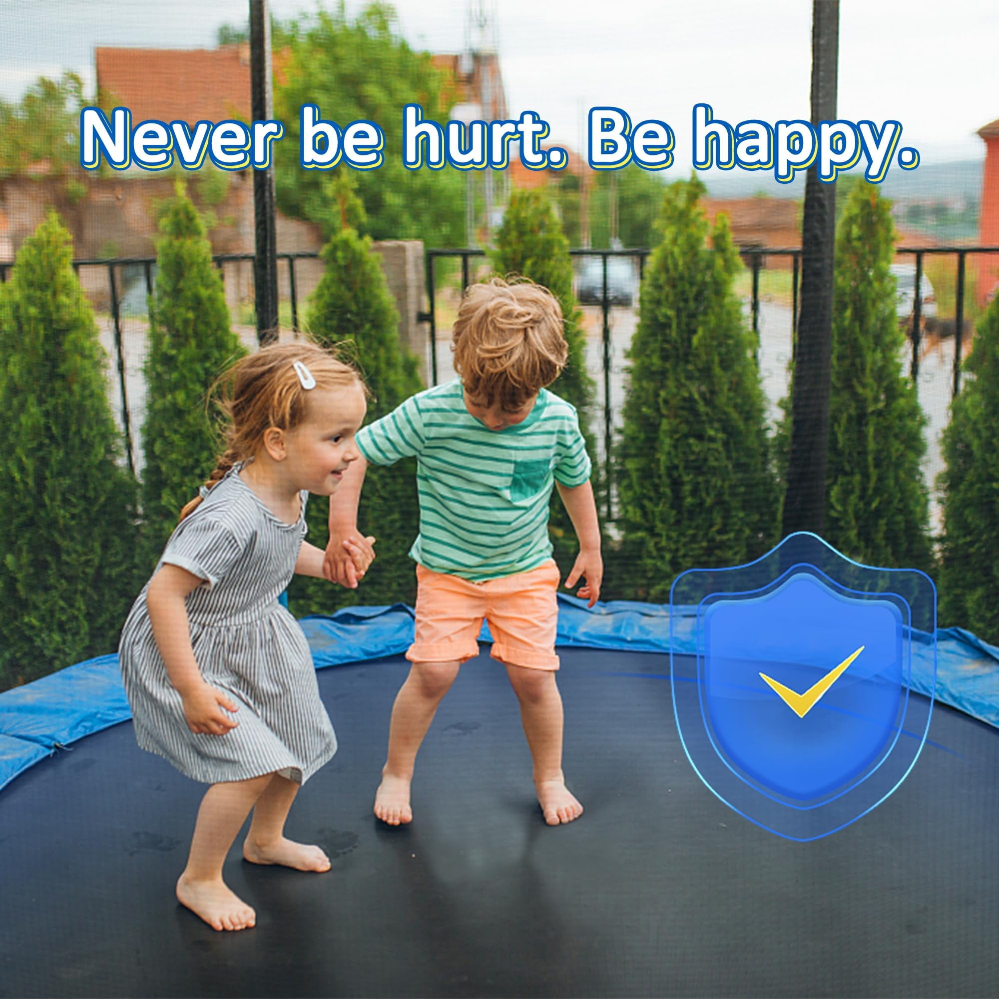 12FT Trampoline Safety Pad, Universal Replacement Trampoline Springs Cover, Trampoline Accessories Fits 12FT Frames, No Holes for Pole, Water-Resistant