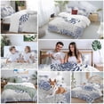 thumbnail image 5 of 3 Piece Blue White Duvet Cover Set Full Size,Microfiber Comforter/Quilt Cover with Corner Ties and 2 Pillowcases,Abstract Grey Chrysanthemum Flower Floral All Season Soft Bedding with Zipper Closure, 5 of 8