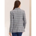 thumbnail image 4 of Blazers para mujer Chaqueta tipo blazer a cuadros con solapa con muesca Boyfriend Gris Azul S, 4 of 6
