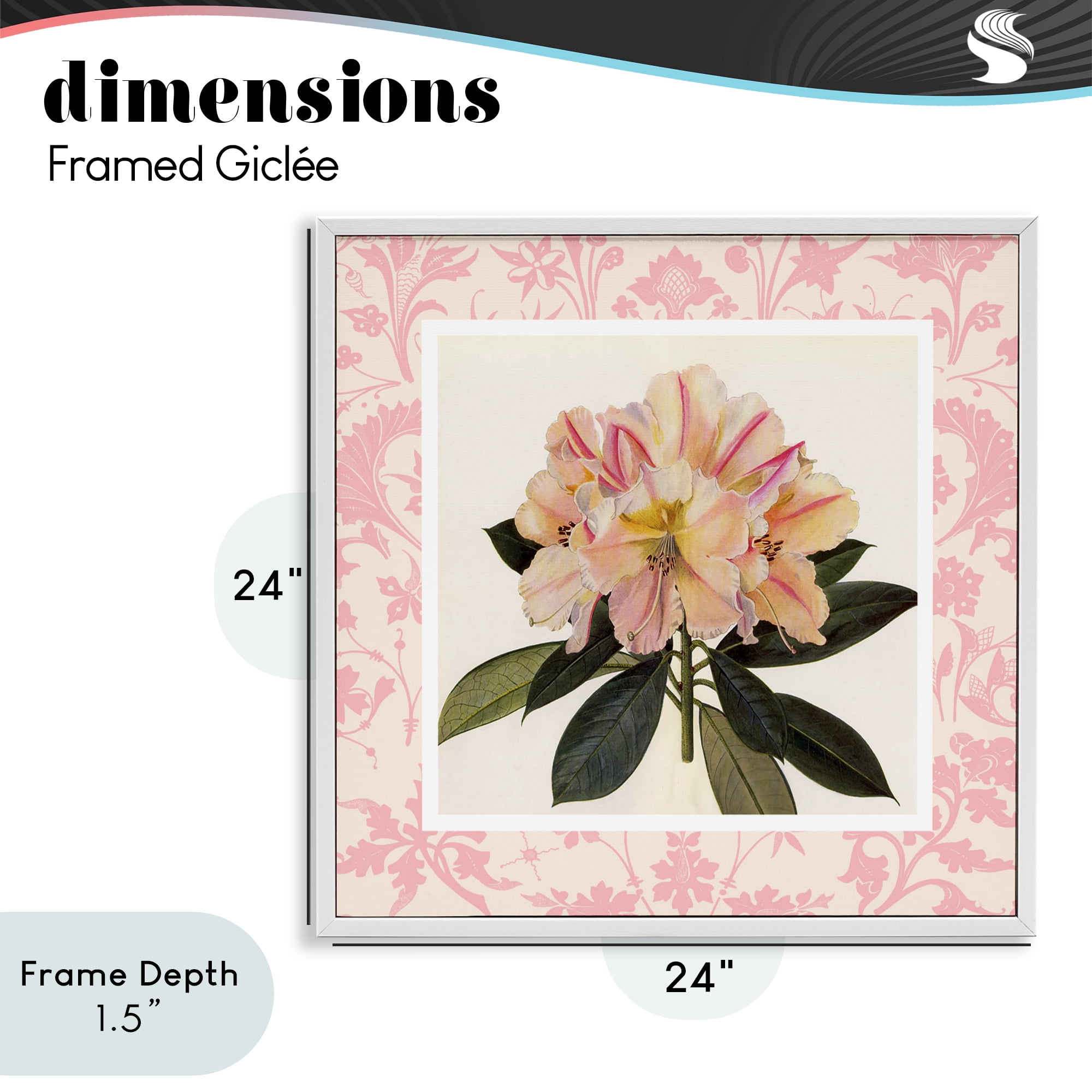 Stupell Industries Pink Vintage Pattern Botanical White Framed Giclee Art, design by Livi Finn