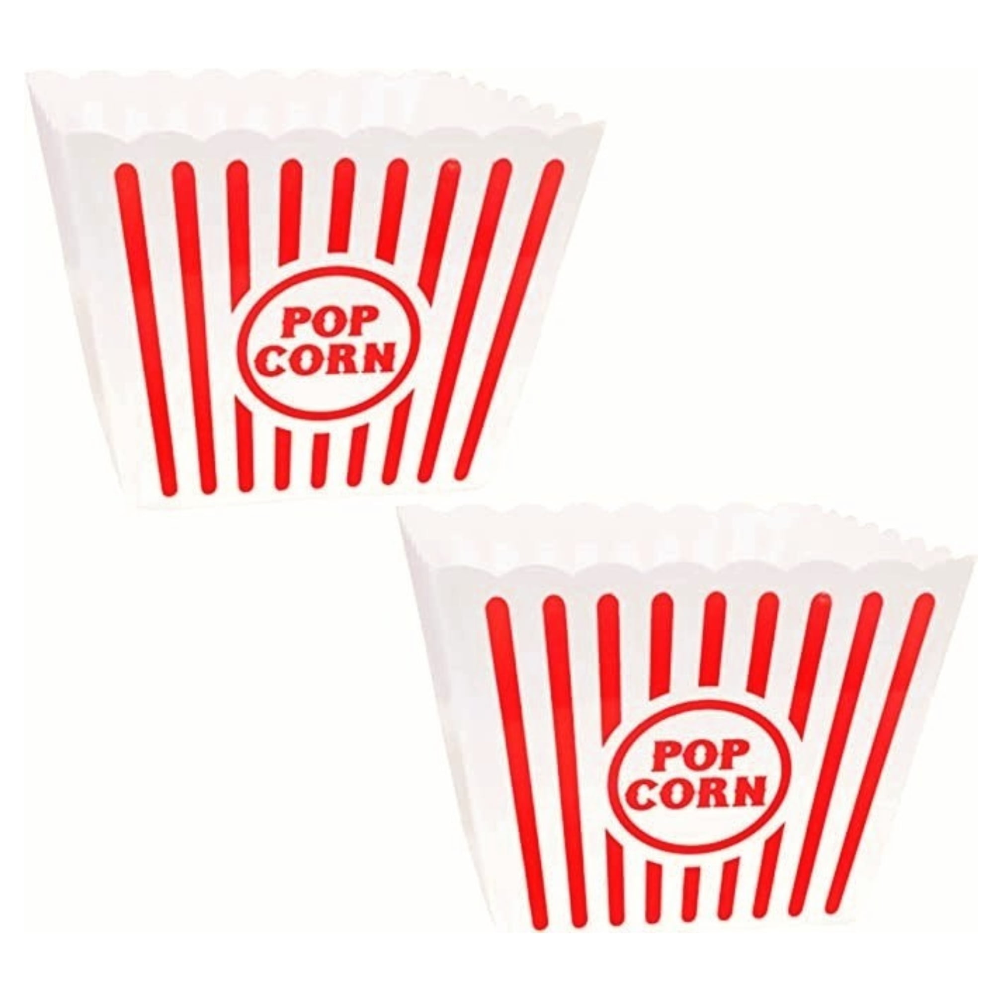 A1 UNLIMITED Large Popcorn Tub, White and Red Plastic Popcorn Bucket