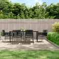 thumbnail image 1 of vidaXL 7 Piece Garden Dining Set with Cushions Black Poly Rattan and Steel, 1 of 5