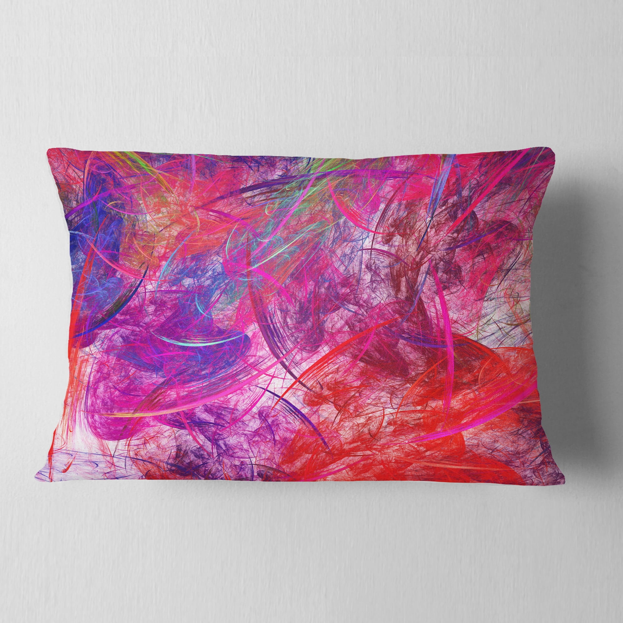 Designart Red Swirling Clouds - Abstract Throw Pillow - 12x20