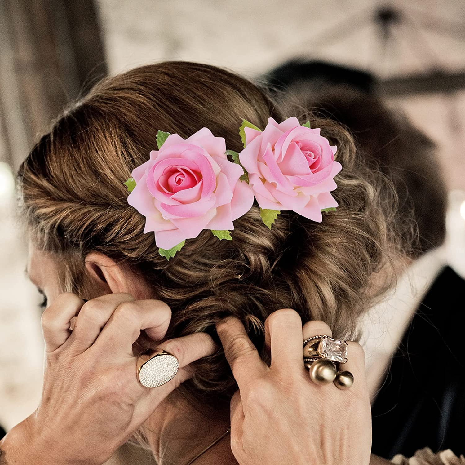 Rose hair clips bridal discount