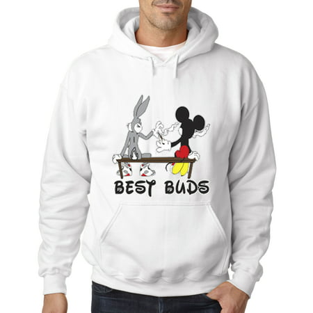 006 - Hoodie Best Buds Smoking Bench Mickey Bugs Cartoon
